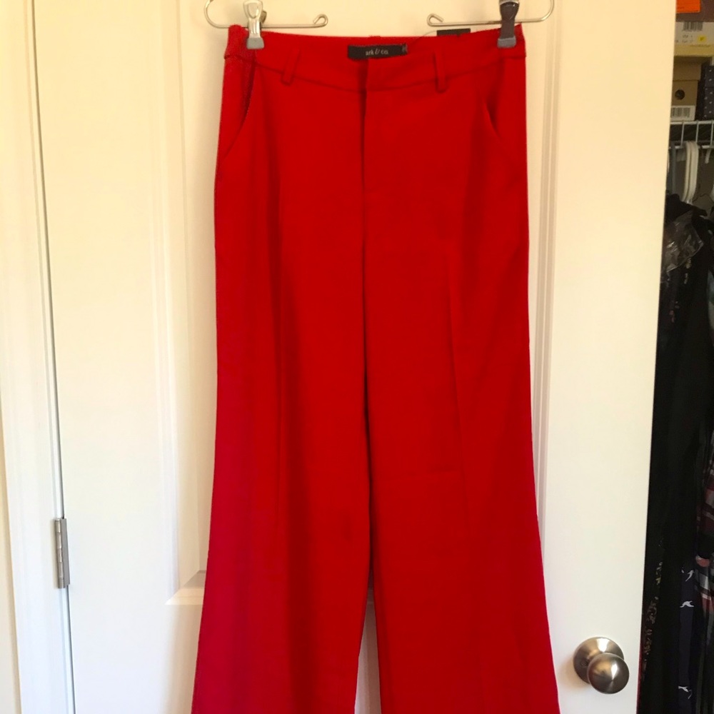 NWT Arc & Co red wide leg trousers size S